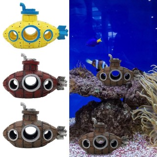 Heimtierbedarf, Aquarium-Ornament, Wrack, Unterwasserboot, kaputtes U-Boot, Aquarium-Dekoration braun