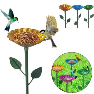 2/4-teiliges Vogelbad aus Metall für den Garten im Freien, Vogelbad-Ständer, Kolibri-Futterspender mit Metallpfahl für die De