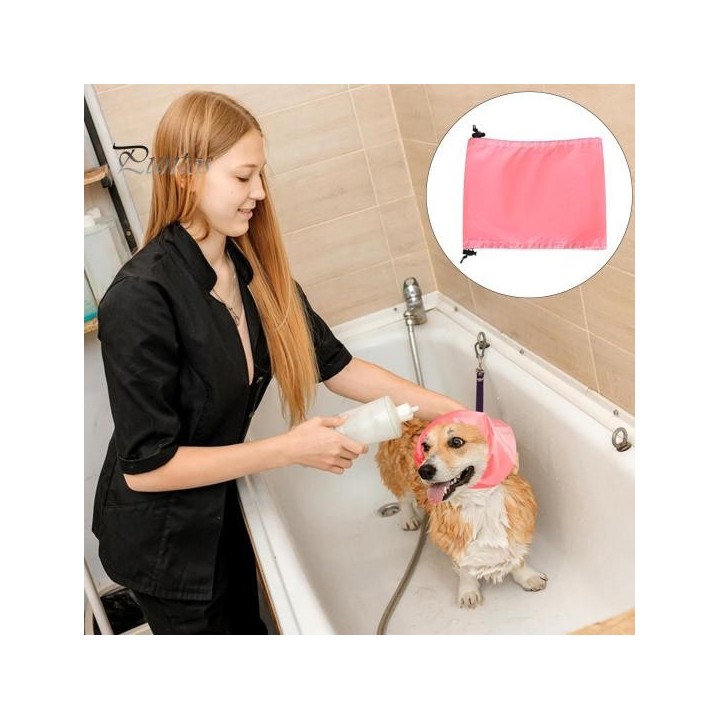 Duschhut mit Ohrenschutz für Hunde und zum Baden und Regenduschen, wasserdichte Badekappe für Haustiere, verstellbare Schnall