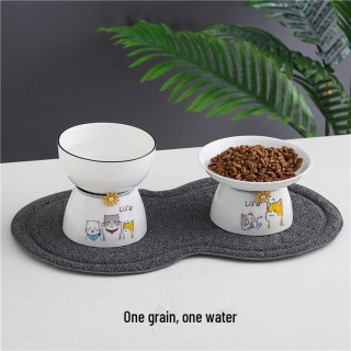 Kippsicherer Keramik-Katzennapf mit erhöhtem Design zum Schutz des Kinns und zur Vermeidung von Verschütten high foot pet bow