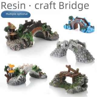 Aquarium-Dekoration aus Kunstharz – Brückendesign für tropische Fische GQ0423 Small Stone Arch Bridge dargestellt