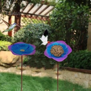 Bienentränke mit Metallpfahl, lebendiges Blumendesign, einfache Installation, Kolibri-Futterhalter, Vogelfutterspender-Dekora