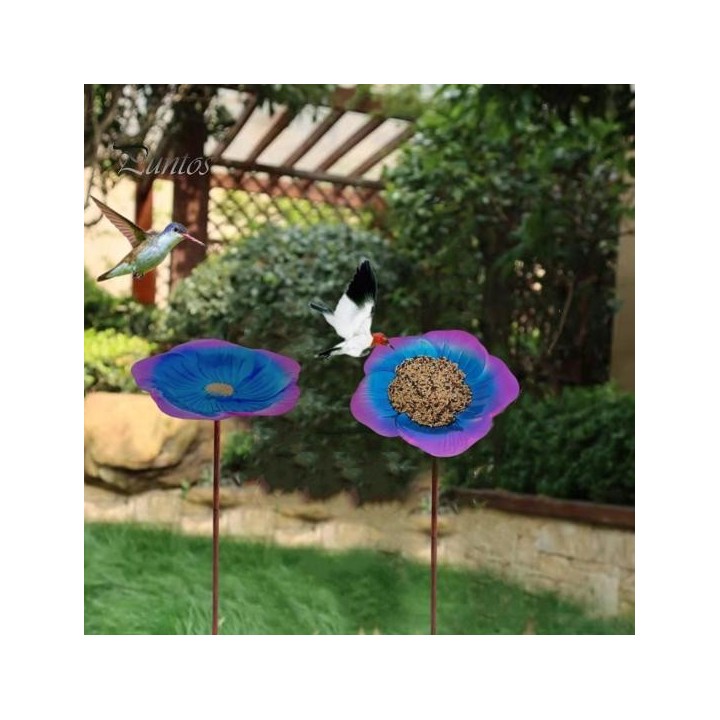Bienentränke mit Metallpfahl, lebendiges Blumendesign, einfache Installation, Kolibri-Futterhalter, Vogelfutterspender-Dekora