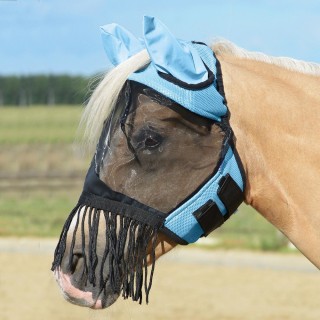 Busse Fliegenmaske FLY COVER FRANSEN GAP II - hellblau/schwarz