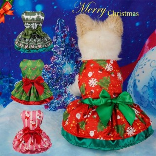 1PC Elch Weihnachtsmann Weihnachtsbaum gedruckt Bowknot Cosplay Phantasie Weihnachten Hund Kleider kleine Hundekleidung L