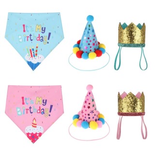 Haustier-Zubehör Schal Katze Hund Kopfbedeckung Kappe Hut Bandana Pailletten-Design Haustier Geburtstag Caps/Lätzchen Hat bla