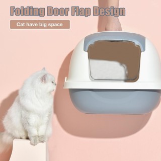 PAKEWAY Klapptür-Katzentoilette mit Katzenstreuschaufel, Luftfilter, bequeme Reinigung, gezielt kaffeebraun