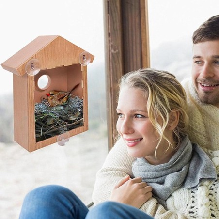 Machen Sie Ihren Garten zu einem Vogelparadies mit diesem einzigartigen Vogelhäuschen aus Holz kaffeebraun