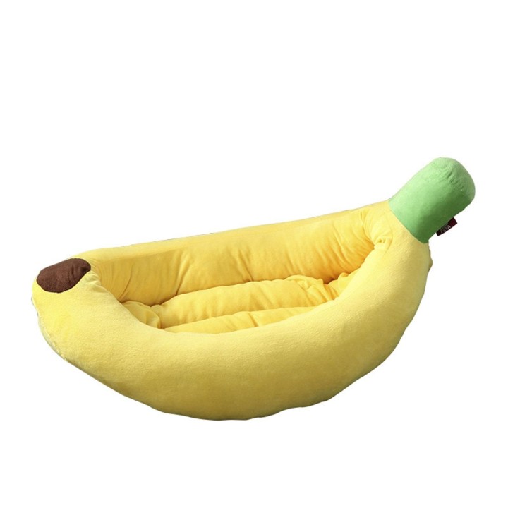 Hundebett, weich, hautfreundlich, abnehmbar, waschbar, Cartoon-Bananenform, Haustierkissenbett für Welpen und Katzen 70x40x15