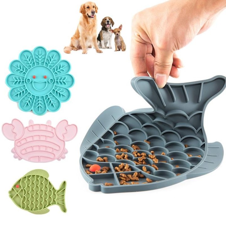 Slow Food Schüsseln Matte Fisch Form Silikon Schüssel Fütterung Lebensmittel Schüssel Für Kleine Mittelgroße Hunde Welpen Kat