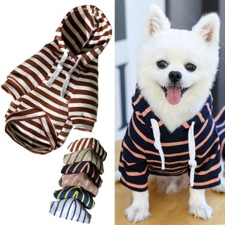 Winter-Hundekleidung für kleine und mittelgroße Hunde, gestreifter Kapuzenpullover, Haustier-Welpen-Katzen-Sweatshirt, Schnau