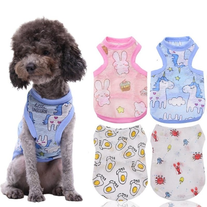 Atmungsaktive Hundekleidung für kleine Hunde, ultradünn, Sommer-Hundeweste, süßer Aufdruck, Chihuahua-Kleidung, Yorkies-Kostü