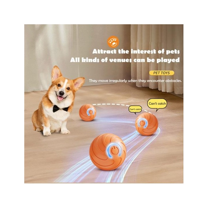 Rollball für Haustiere mit LED-Licht, gegen Langeweile und Stress, intelligenter interaktiver Springball für Katzen und Hunde