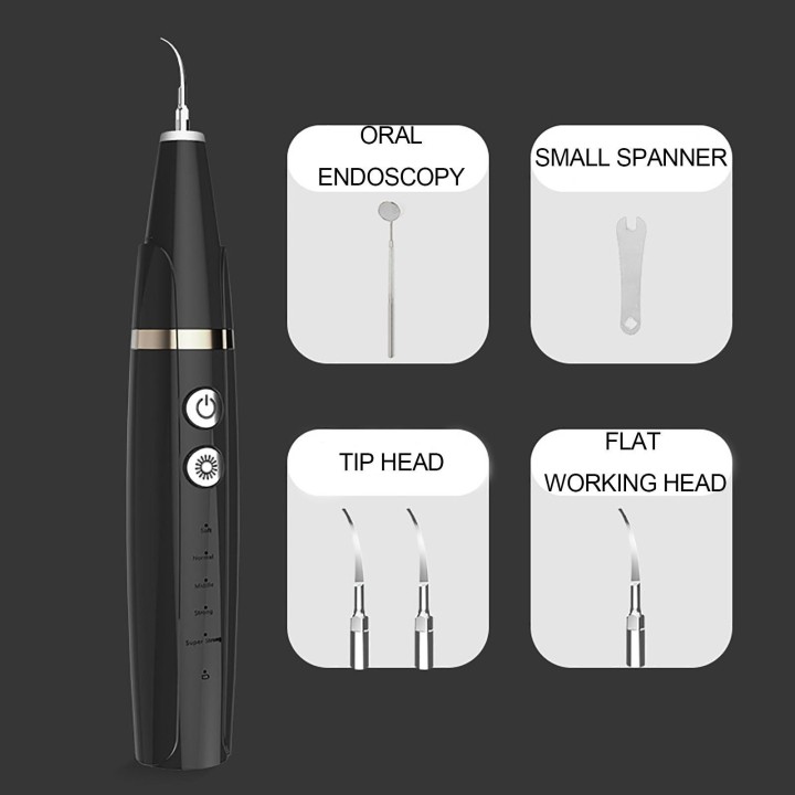 Haustier-Zahnreinigungsset, Zahnbürste mit 5 Modi, Zahnstein-Plaque-Entferner-Set für Hunde und Katzen One Size schwarz