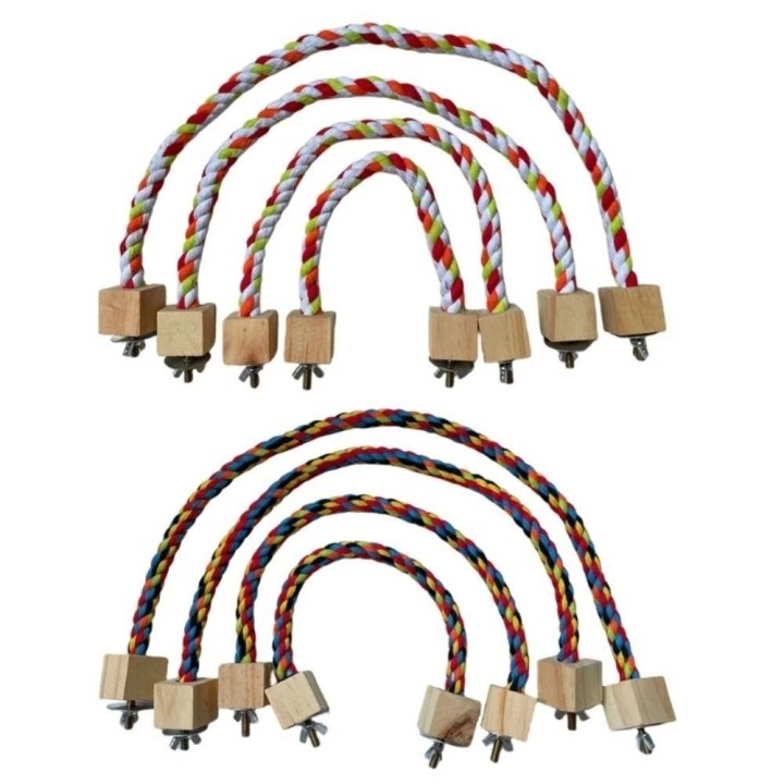 Holz Baumwolle Seil Spielzeug Elastische Papagei Klettern Spielzeug Neue Haustier Vogel Beißen Spielzeug L-2