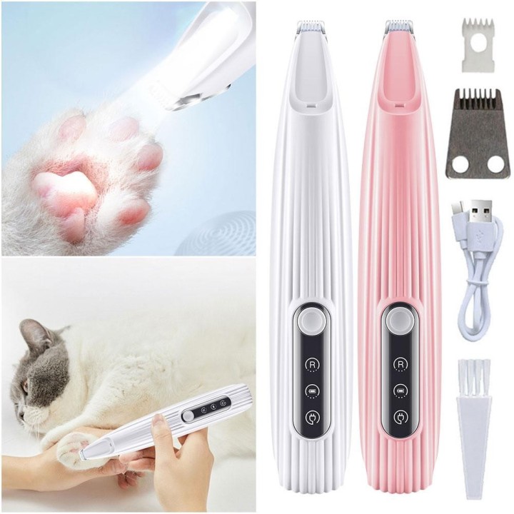 Pfotenschneider für Katzen, Katzenschermaschine, wiederaufladbar über USB, Rasierer für die Fellpflege von Haustieren, LED-An