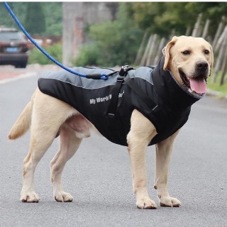 Große Hundebekleidung, Herbst und Winter, warme reflektierende Hundejacke, winddicht, plus Samt-Haustierkleidung, wasserdicht
