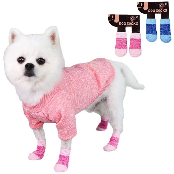 4PCS Herbst Winter Haustier Hund Socken Nicht-Slip Socken Welpen Hund Katze für Kleine Hunde Katzen Schnee Stiefel socken cal