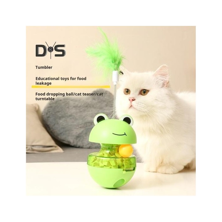 Katzenballspielzeug, langsamer Futterspender, Leckerli-Ball, Katzen-Puzzle-Spender, interaktiver Tumble-Spill-Trainingsball i