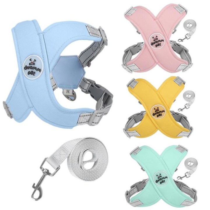 Reflektierendes Haustier-Geschirr-Westen-Set für kleine und mittelgroße Hunde, Geschirr, Leine, kein Ziehen, Brustgurt für We