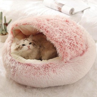 Winter Lange Plüsch Haustier Katze Bett Runde Katze Kissen Katze Haus 2 In 1 Warme Katze Korb Katze Schlaf Tasche katze Nest