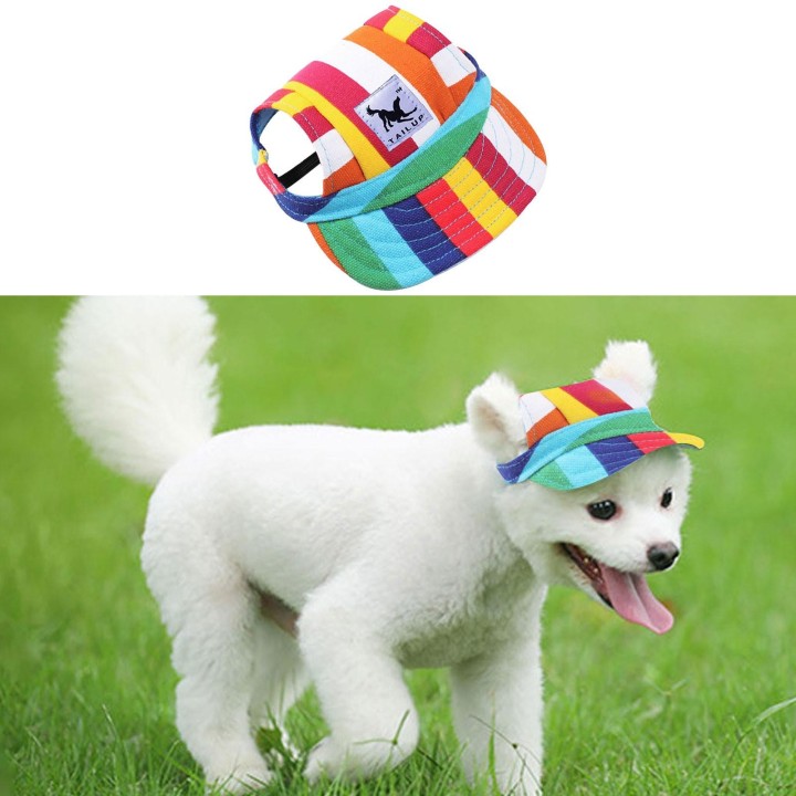 Kleine Haustier-Sommer-Leinenkappe, Hunde-Baseball-Schirmmütze, Welpe, Outdoor-Haustier-Kappe L