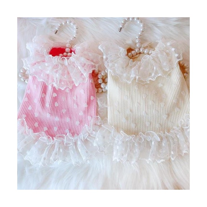 Hunde-Spitzenweste Love Little Fairy Spitzenrock Love Polka Dot Rock Hundeweste Geschirr Hunde Sommerkleidung Hundebedarf Hun