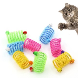 4er-Pack elastisches, weiches, farbenfrohes Katzenspielzeug mit Feder, interaktives Katzenspielzeug mit hoher optischer Attra
