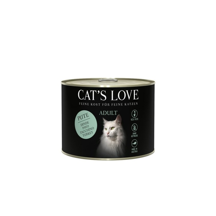 Cat's Love Nassfutter Pute Pur mit Lachsöl und Katzengamander 200g