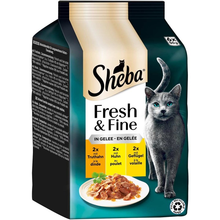 Sheba Fresh & Fine Gelee Truthahn, Huhn & Geflügel 6x50 g