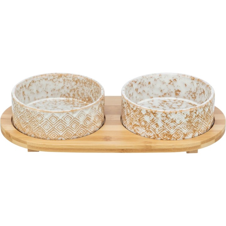 Trixie Napf-Set Keramik/Bambus 2 × 0,8 l/ø 16 cm
