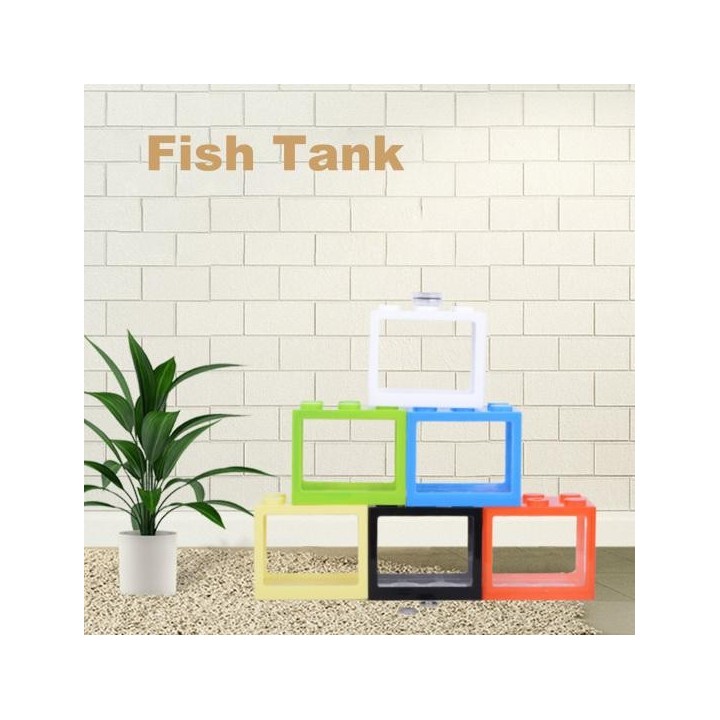 Kleines Aquarium, kreative Überlagerung, breite Anwendung, Kunststoff-Baustein-Aquarium. gelb