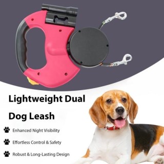 Doppelte einziehbare Hundeleine, doppelköpfige, ausziehbare Laufleine, verwicklungsfreies Haustier-Zugseil für zwei Hunde bis