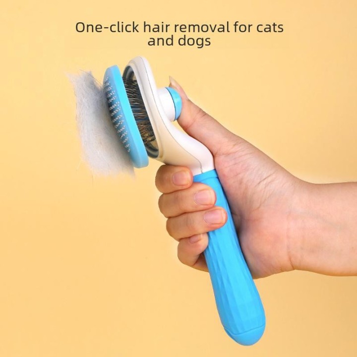 Kamm zur Tierhaarentfernung: Effiziente Fellpflegebürste für Katzen und Hunde mit langem Fell 40496 blau
