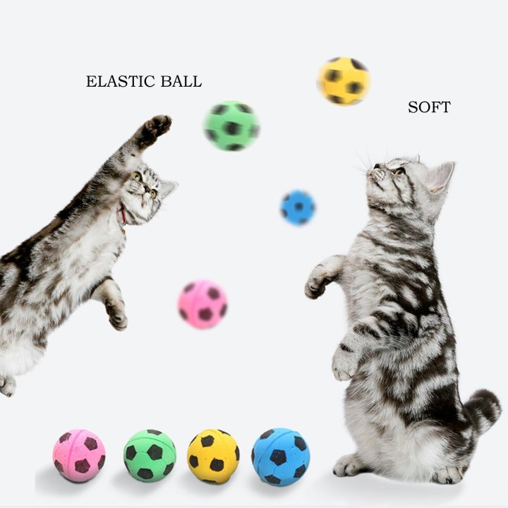 Katzenspielzeug aus Schwamm, Fußbälle, Katzenspielzeug, Sportspielzeug für Katzen, 4er-Pack One Size