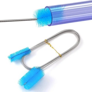 90 cm Aquarium-Reinigungswerkzeuge Flexibles Edelstahlrohr Nylonbürste Aquariumzubehör Zum Reinigen von Rohrschläuchen Aquari