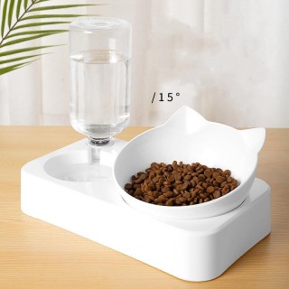 Pet Feeder 2-in-1 Pet Feeding Bowl Hund Katze Automatischer Wasserspender mit abnehmbaren Edelstahlschalen Heimtierbedarf