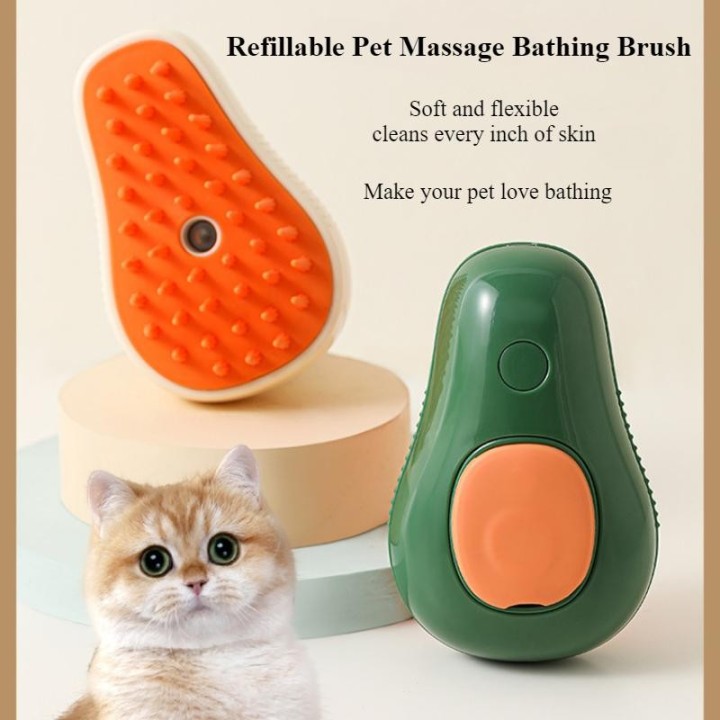 3 IN 1 Katze Dampfbürste Elektrische Spray Wasser Spray Kätzchen Haustier Kamm Weiche Silikon Enthaarung Katzen Bad Haar Pins