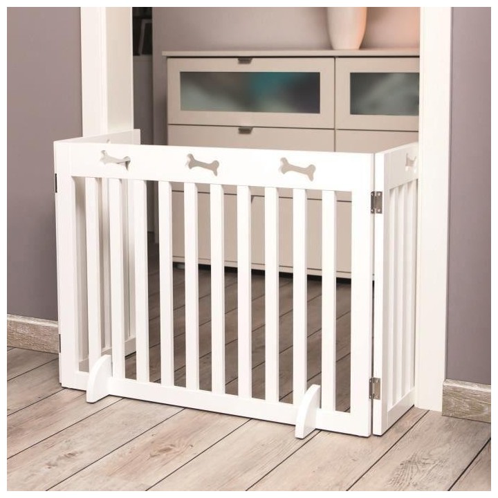 TRIXIE Verstellbares Schutzgitter - 3-teilig - 60/160 x 61 cm - Weiß - Für Hunde