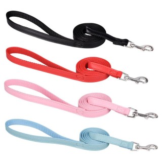 Größe 120 cm Haustierleinen PU-Leder gepolstertes Nylon-Hundetrainingsseil führt für Hundekatzen-Welpenleine Blau Schwarz Rot