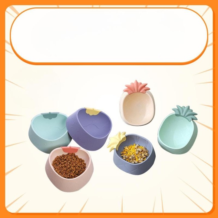 Einzelnapf aus Kunststoff für Haustiere, Cartoon-Ananas-Erdbeer-Futternapf, im Wind, Nackenschutz, Antikollisions-Katzennapf,