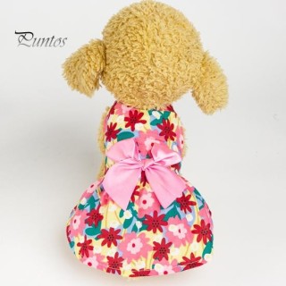 Schönes, entzückendes Prinzessinnenkleid für Hunde in leuchtenden Farben, Blumendruck, für Hundewelpen mit Schleife, Prinzess