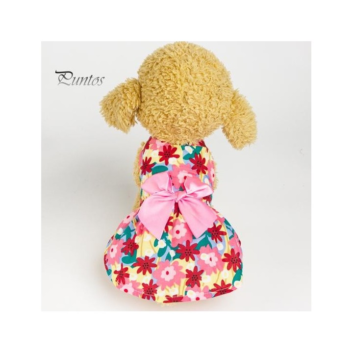 Schönes, entzückendes Prinzessinnenkleid für Hunde in leuchtenden Farben, Blumendruck, für Hundewelpen mit Schleife, Prinzess