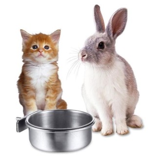 Edelstahl-Futternapf für Papageien, Vögel, Hunde, Katzen, Kaninchen, Vögel, Kleintiere, Käfigmontage, Wasser- und Futternapf,