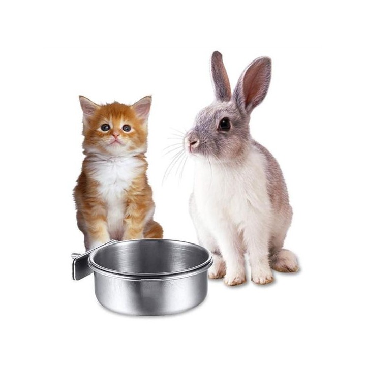 Edelstahl-Futternapf für Papageien, Vögel, Hunde, Katzen, Kaninchen, Vögel, Kleintiere, Käfigmontage, Wasser- und Futternapf,