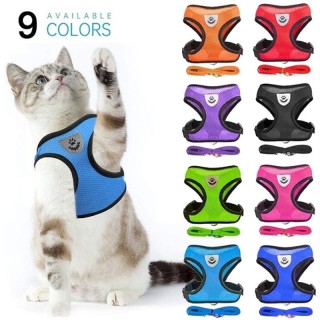 Haustier-Katzengeschirr, verstellbare Netzweste, Gehleine, Leine, Welpen-Polyester-Netz, atmungsaktiv, Kätzchen-Zubehör für k