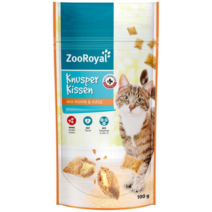 ZooRoyal Knusperkissen mit Huhn & Käse 5x100 g