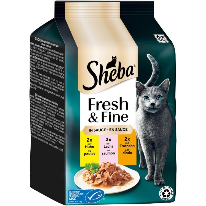 Sheba Fresh & Fine Sauce Huhn. Lachs & Truthahn 6x50 g