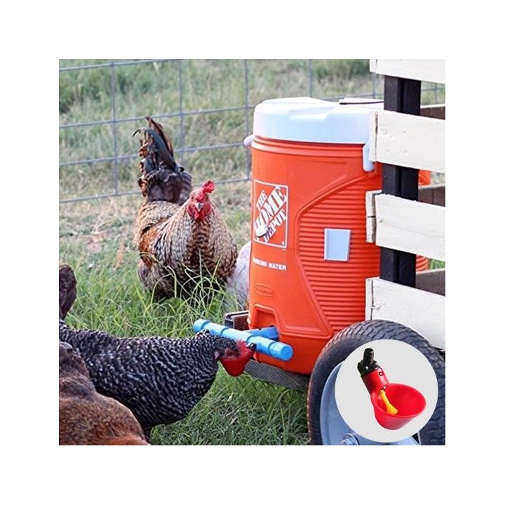 10 Stück Wassernapf mit hohem Fassungsvermögen, auslaufsicherer automatischer Tiertrinkfutterspender aus Kunststoff für Hühne