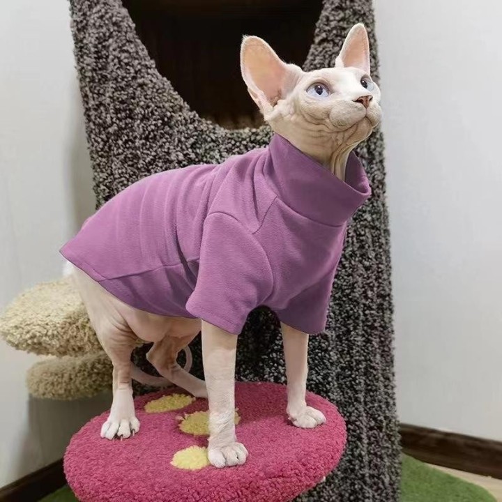 Kleidung für haarlose Katzen Sphinx warmer Pullover mit Locken Devon Koenigs Herbst- und Winterkleidung XS
